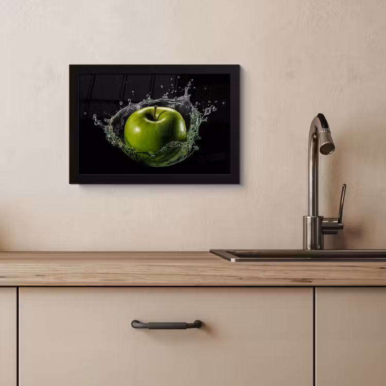 KitchenYeah - Cucina - Cornice per foto - Mela - Verde - Frutta - Acqua - Nero — 3