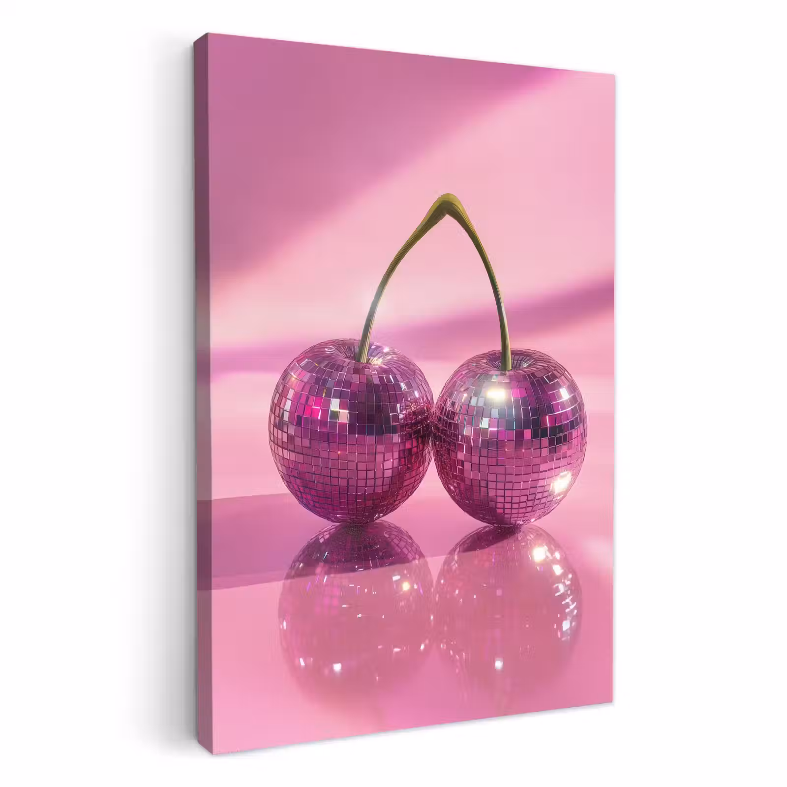 Dipinti su tela - Glitter - Disco ball - Rosa - Ciliegia — 1