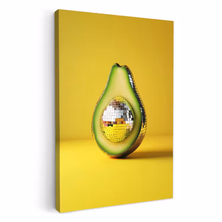 Dipinti su tela - Avocado - Discoball - Giallo - Brillantini — 2