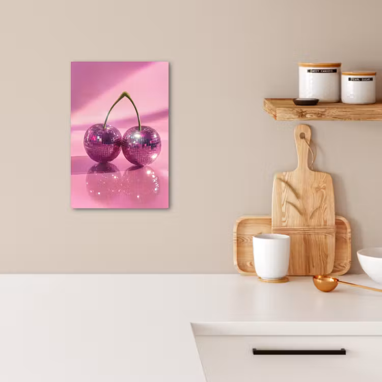 Dipinti su tela - Glitter - Disco ball - Rosa - Ciliegia — 2