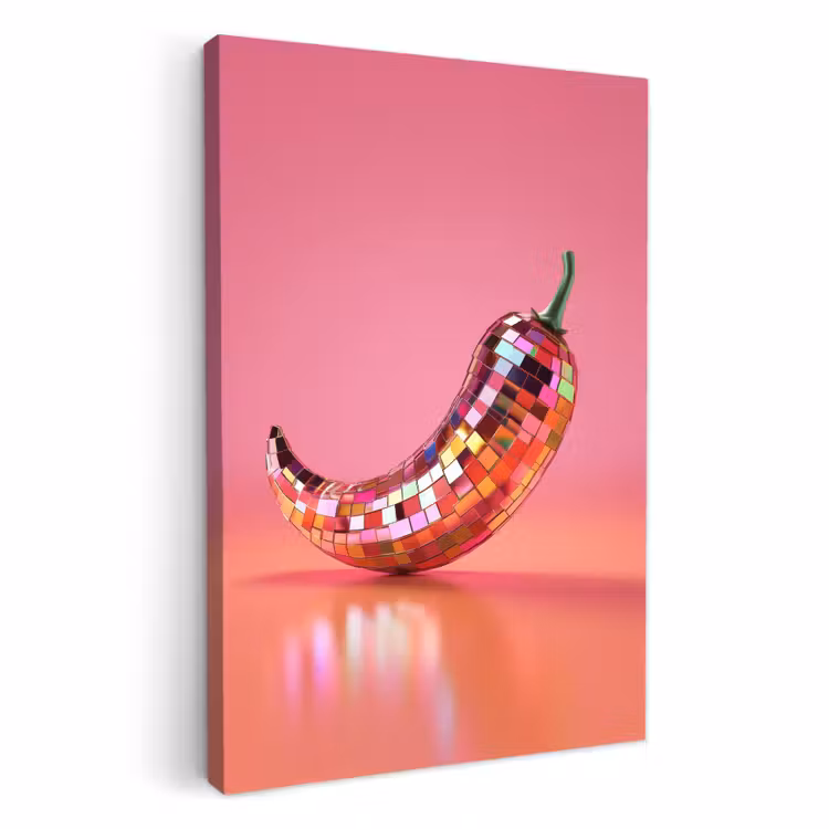 Dipinti su tela - Pepe - Disco - Rosso - Glitter — 1