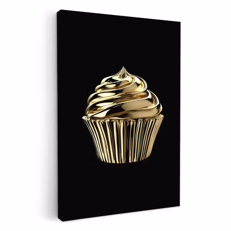 Dipinti su tela - Cupcake - Cibo - Oro - Nero — 1
