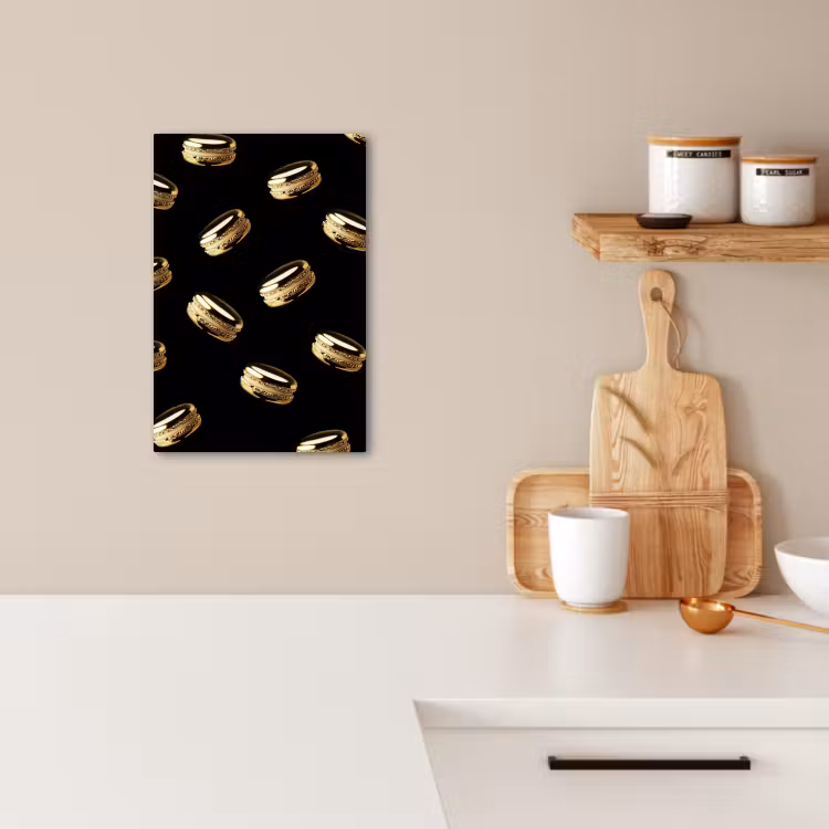Dipinti su tela - Macaron - Motivo - Oro - Nero — 4