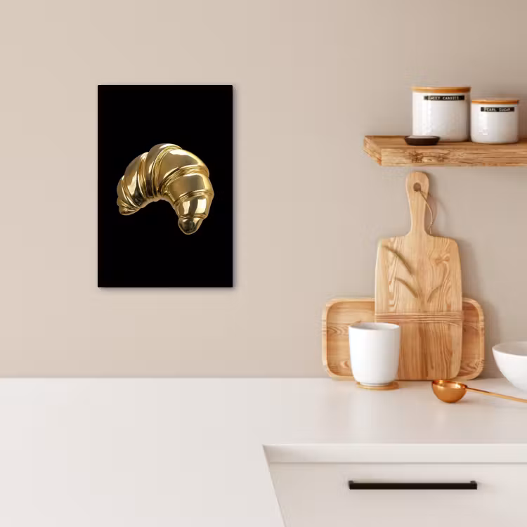 Dipinti su tela - Croissant - Pane - Oro - Nero — 2