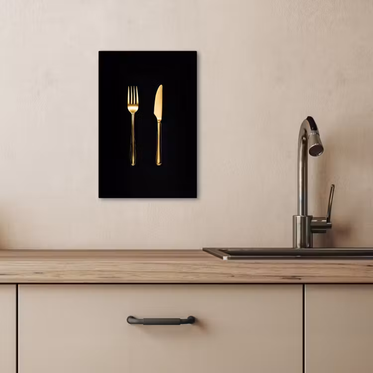 Dipinti su tela - Posate - Oro - Coltello - Forchetta — 2