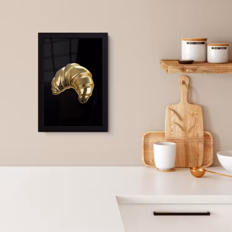 KitchenYeah - Cucina - Cornice per foto - Croissant - Pane - Oro - Nero — 2