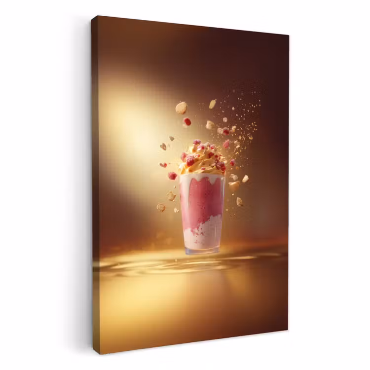 Dipinti su tela - Lampone - Frullato - Bevanda - Rosa — 1