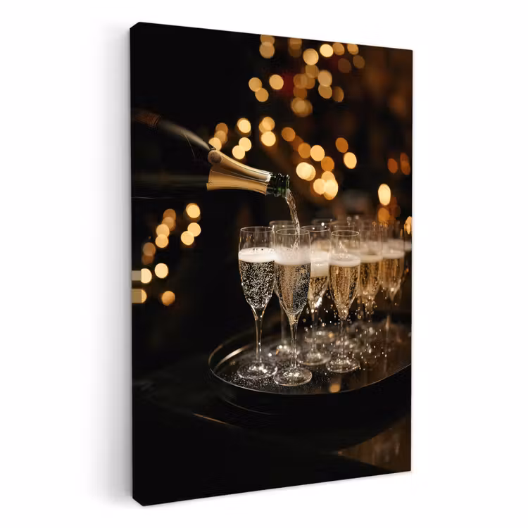 Dipinti su tela - Luci - Champagne - Vassoio - Bicchieri — 2