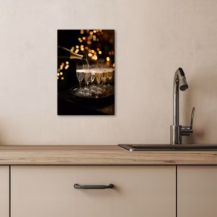 Dipinti su tela - Luci - Champagne - Vassoio - Bicchieri — 4