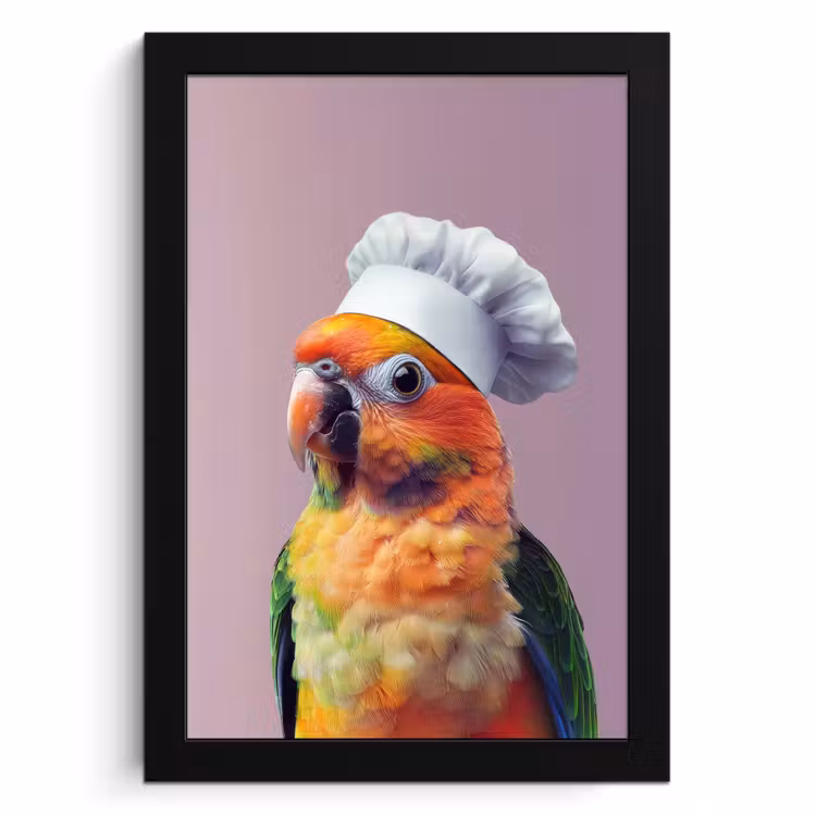 KitchenYeah - Cucina - Cornice per foto - Loro - Gorro de cocinero - Curioso - Ave — 1
