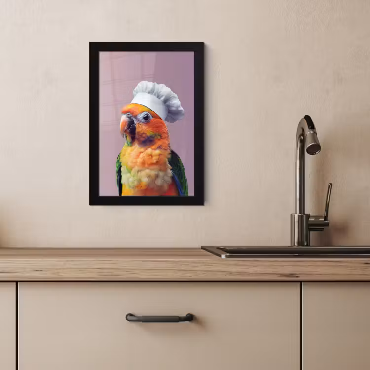 KitchenYeah - Cucina - Cornice per foto - Loro - Gorro de cocinero - Curioso - Ave — 2