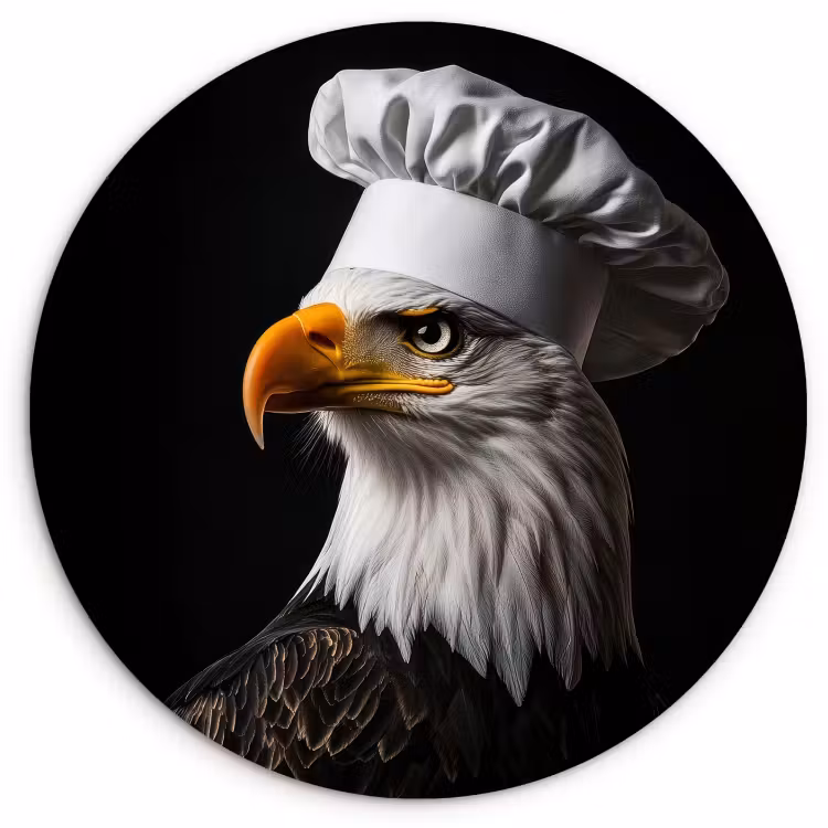 Quadro rotondo - Aquila - America - Cappello da cuoco - Uccello - Robusto — 1