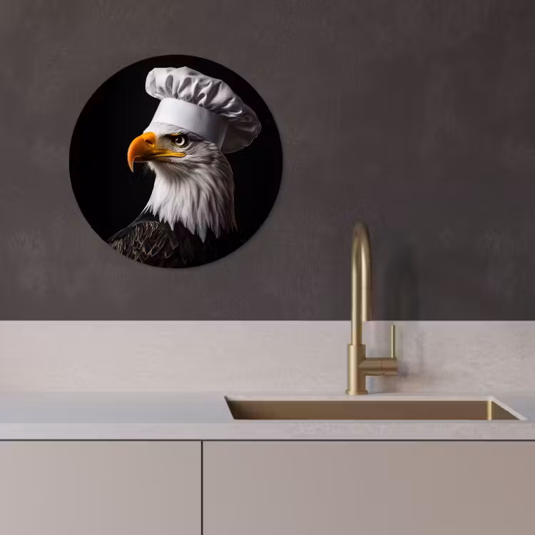 Quadro rotondo - Aquila - America - Cappello da cuoco - Uccello - Robusto — 2