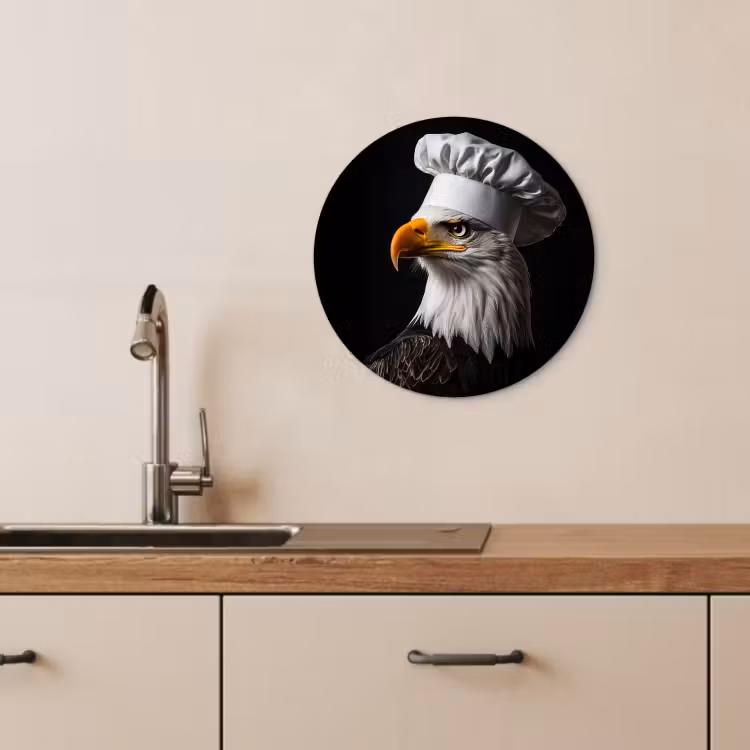 Quadro rotondo - Aquila - America - Cappello da cuoco - Uccello - Robusto — 4