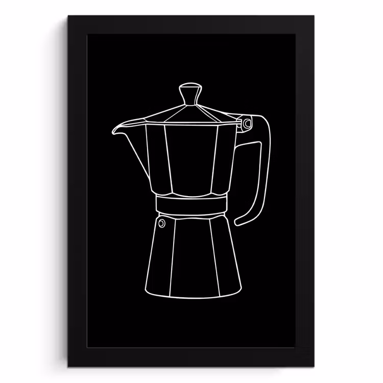 KitchenYeah - Cucina - Cornice per foto - Boccale - Nero - Bianco - Disegno lineare — 1
