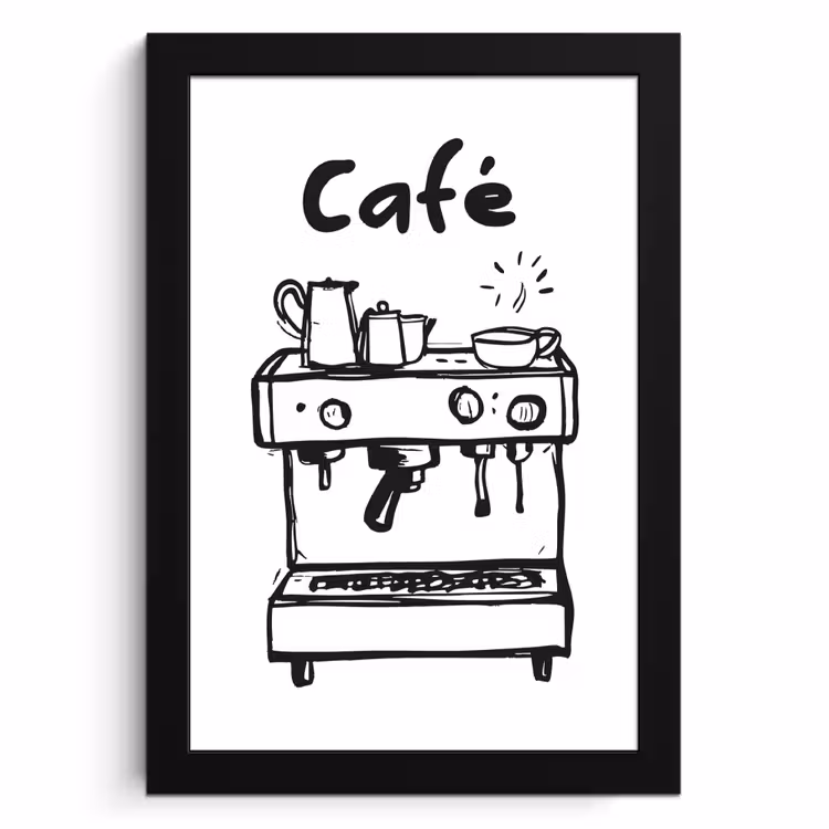 KitchenYeah - Cucina - Cornice per foto - Illustrazione - Caffè - Macchina per il caffè - Tazze — 1