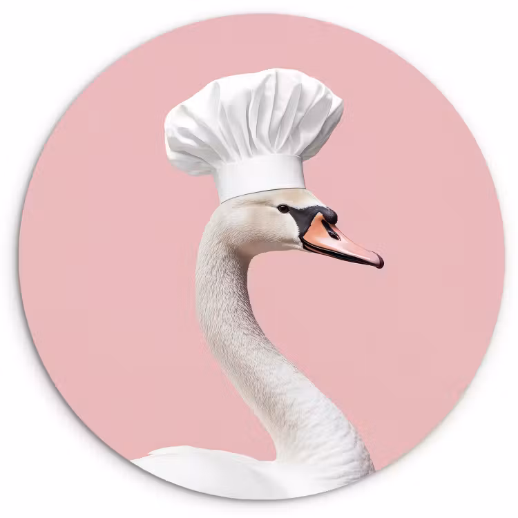 Quadro rotondo - Cigno - Cappello da cuoco - Bello - Classico — 4