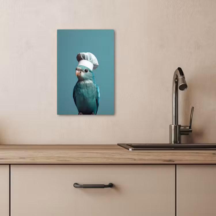 Dipinti su tela - Parrocchetto - Uccello - Cappello da cuoco - Carino — 4