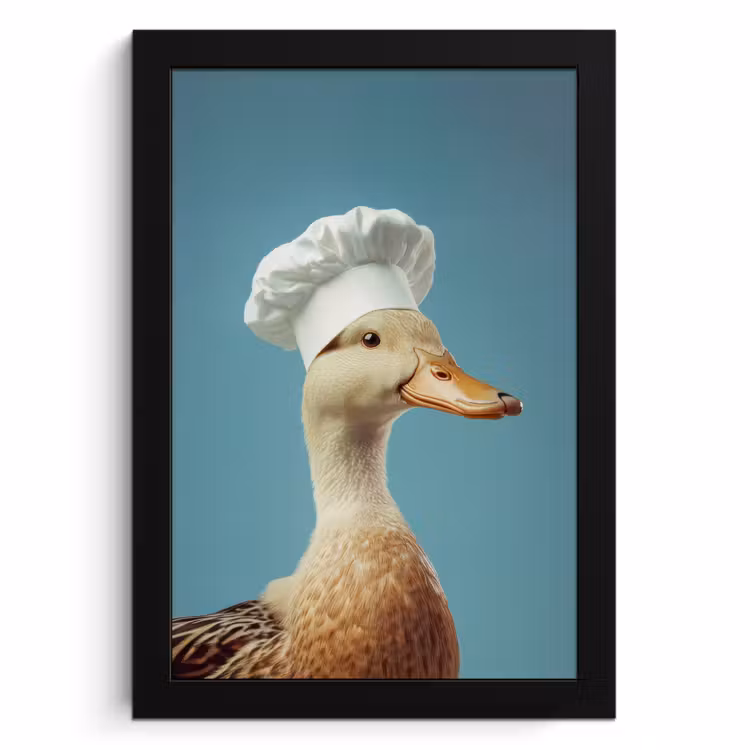 KitchenYeah - Cucina - Cornice per foto - Anatra - Cappello da cuoco - Carino - Uccello — 1