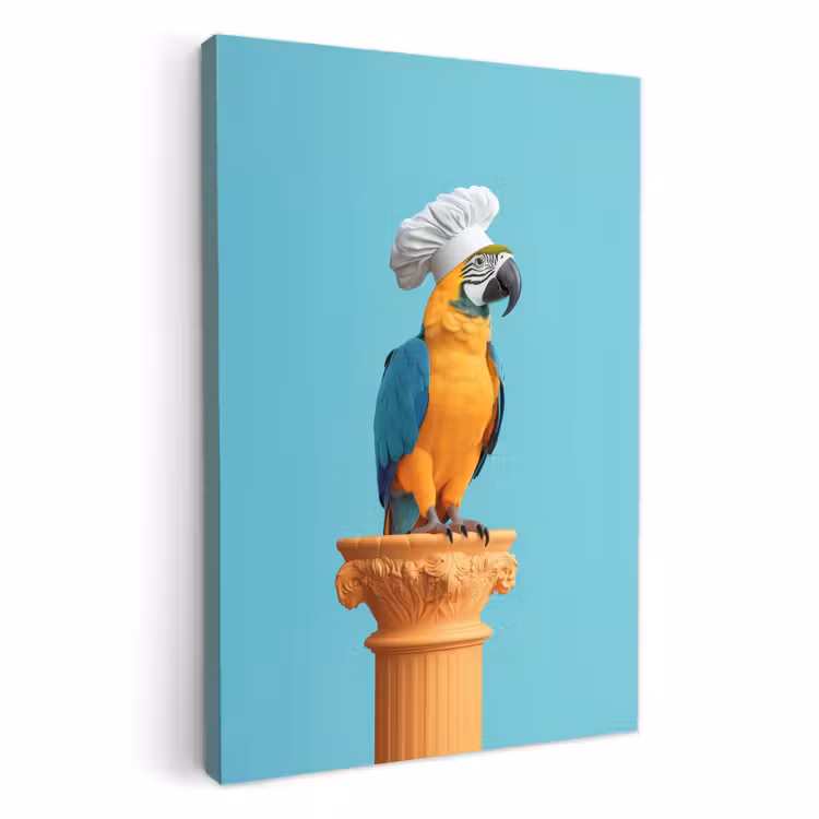 Dipinti su tela - Pappagallo - Cappello da cuoco - Divertente - Uccello — 1