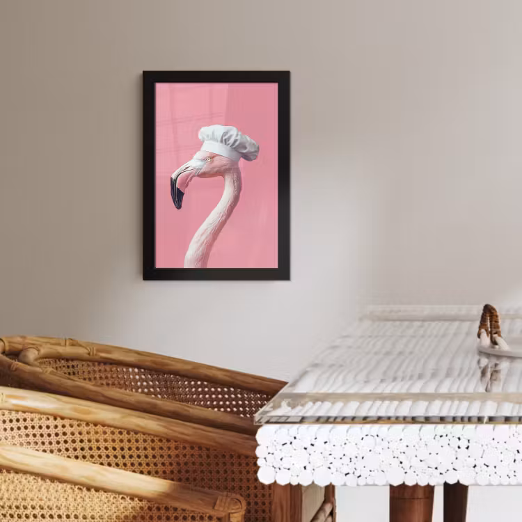 KitchenYeah - Cucina - Cornice per foto - Flamenco - Rosa - Gorro de cocinero - Ave — 4