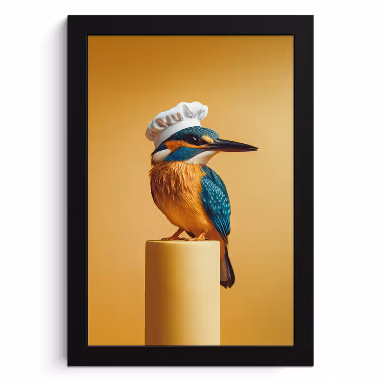 KitchenYeah - Cucina - Cornice per foto - Martin pescatore - Colonna - Cappello da cuoco - Uccello — 1