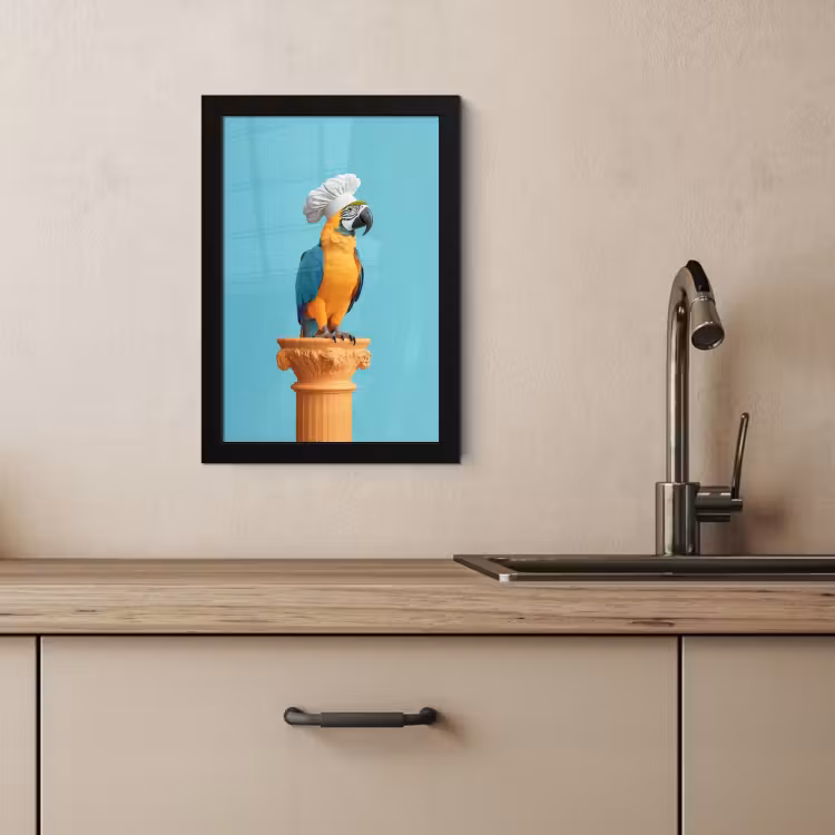 KitchenYeah - Cucina - Cornice per foto - Pappagallo - Cappello da cuoco - Divertente - Uccello — 3