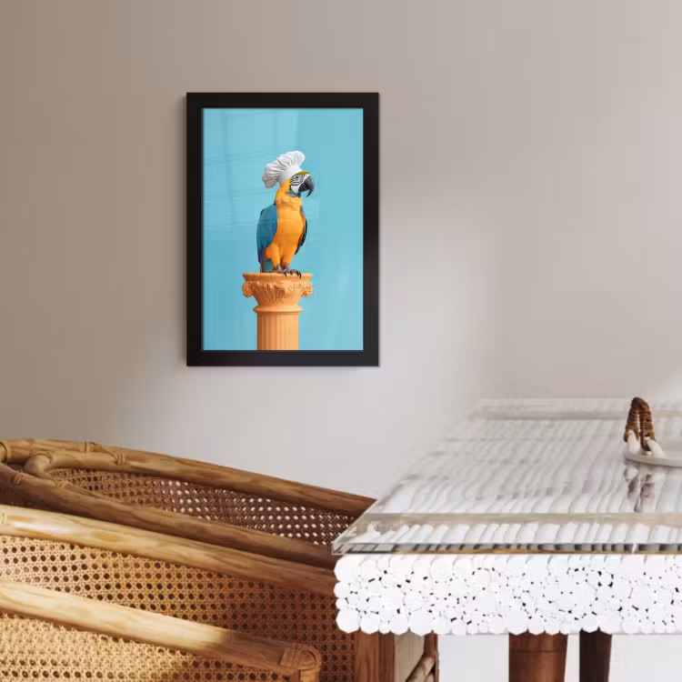 KitchenYeah - Cucina - Cornice per foto - Pappagallo - Cappello da cuoco - Divertente - Uccello — 4