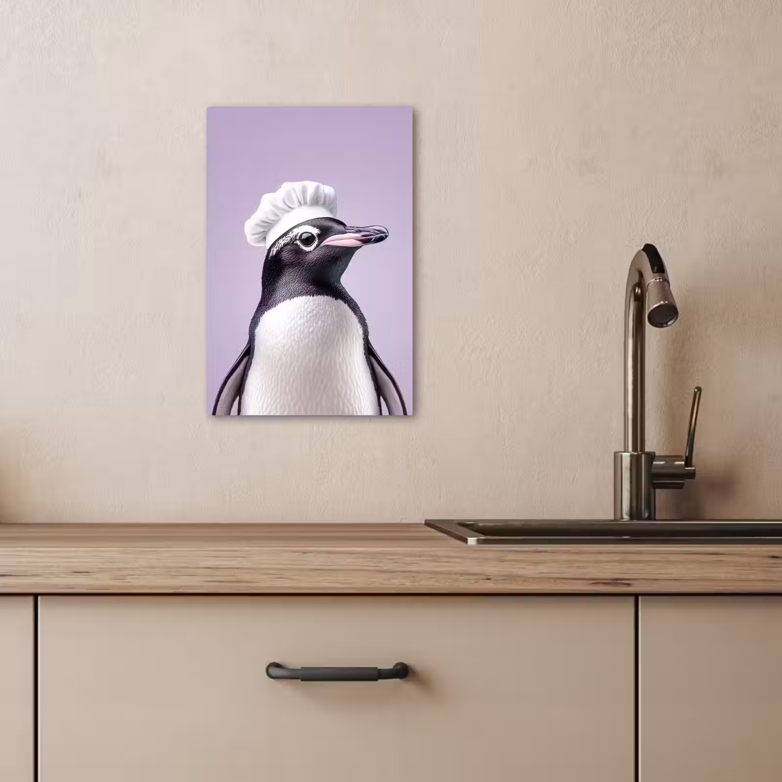 Dipinti su tela - Pinguino - Cappello da cuoco - Dolce - Viola — 1