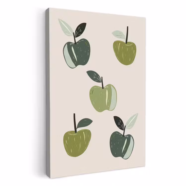 Dipinti su tela - Mele - Verde - Illustrazione - Foglie — 1