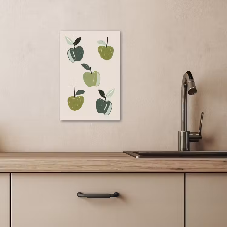 Dipinti su tela - Mele - Verde - Illustrazione - Foglie — 3