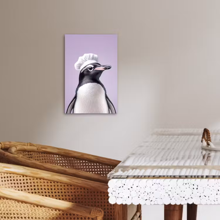Dipinti su tela - Pinguino - Cappello da cuoco - Dolce - Viola — 2