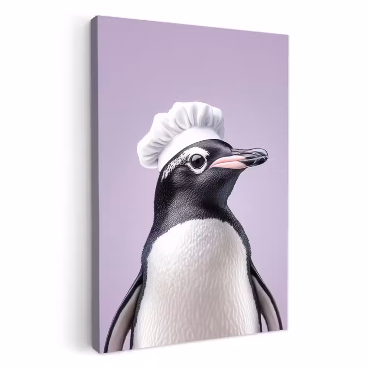 Dipinti su tela - Pinguino - Cappello da cuoco - Dolce - Viola — 3