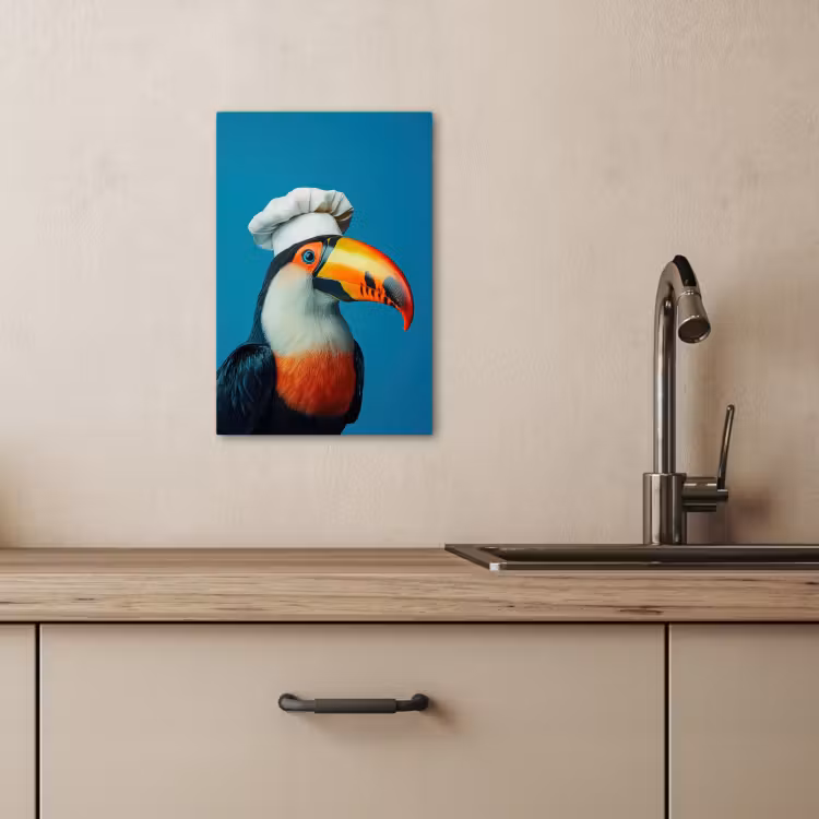 Dipinti su tela - Tucano - Pappagallo - Uccello - Cappello da cuoco — 4