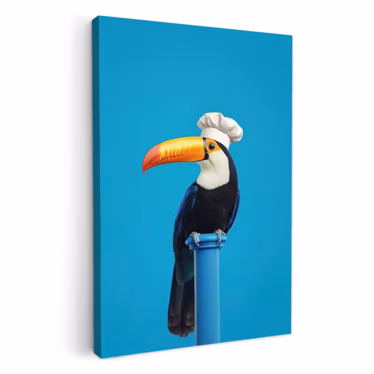 Dipinti su tela - Tucano - Piedistallo - Uccello - Cappello da cuoco — 3