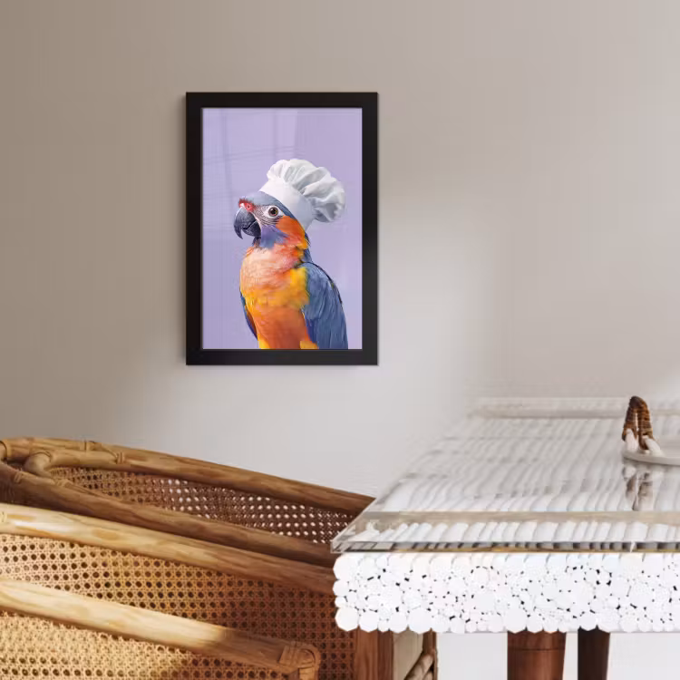 KitchenYeah - Cucina - Cornice per foto - Pappagallo - Cappello da cuoco - Viola - Carino — 2