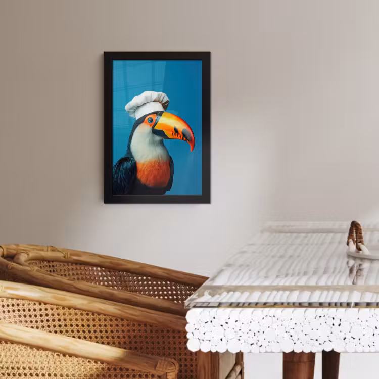 KitchenYeah - Cucina - Cornice per foto - Tucano - Pappagallo - Uccello - Cappello da cuoco — 3