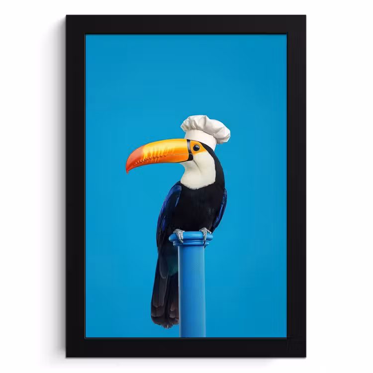 KitchenYeah - Cucina - Cornice per foto - Tucano - Piedistallo - Uccello - Cappello da cuoco — 1
