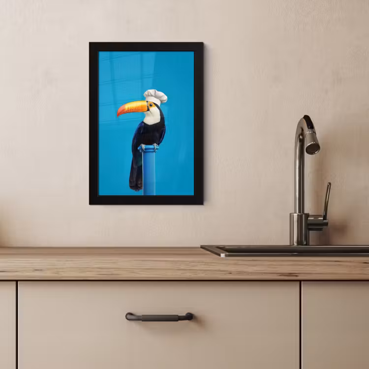 KitchenYeah - Cucina - Cornice per foto - Tucano - Piedistallo - Uccello - Cappello da cuoco — 3