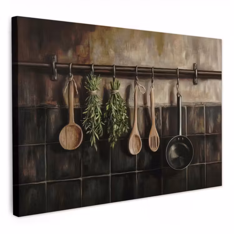 Dipinti su tela - Utensili da cucina - Rustico - Piastrelle - Spezie — 1