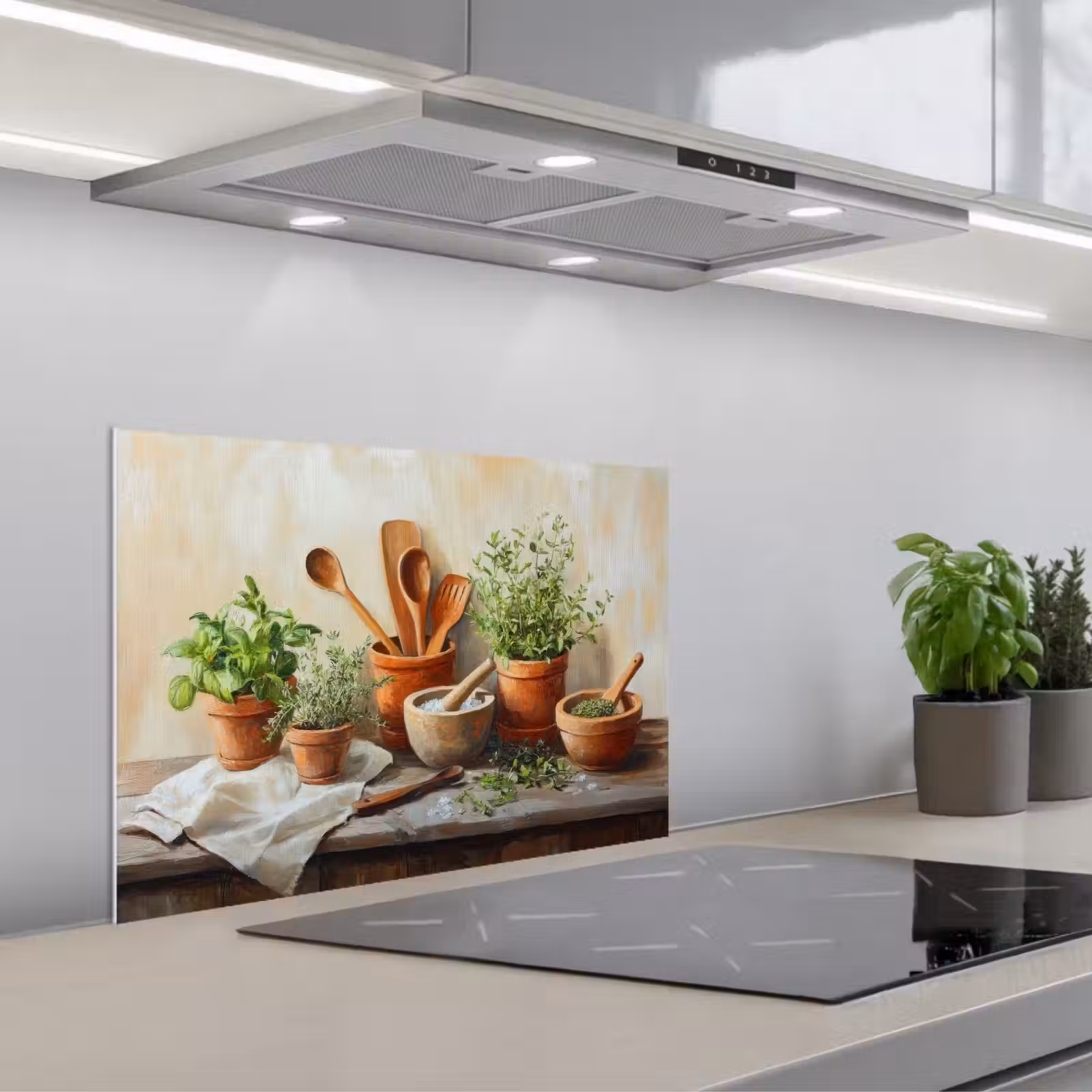 Paraschizzi cucina - Vasi - Erbe - Legno — 1