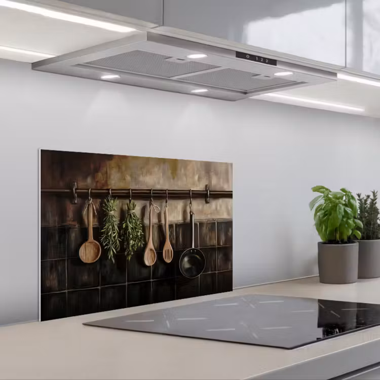 Paraschizzi cucina - Utensili da cucina - Rustico - Piastrelle - Spezie — 1