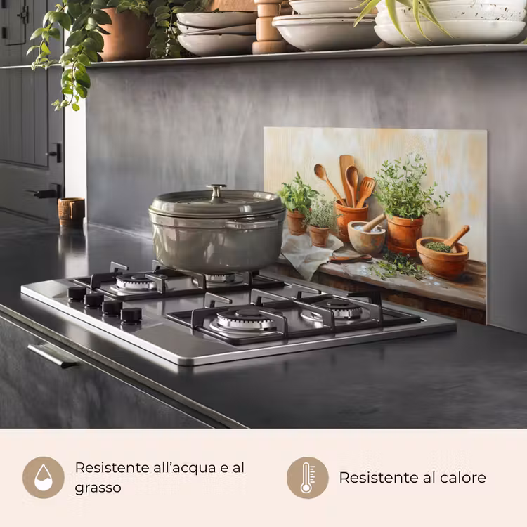 Paraschizzi cucina - Vasi - Erbe - Legno — 2
