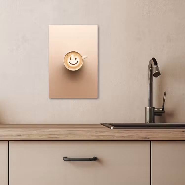 Dipinti su tela - Caffè - Schiuma di latte - Sorriso - Beige — 2
