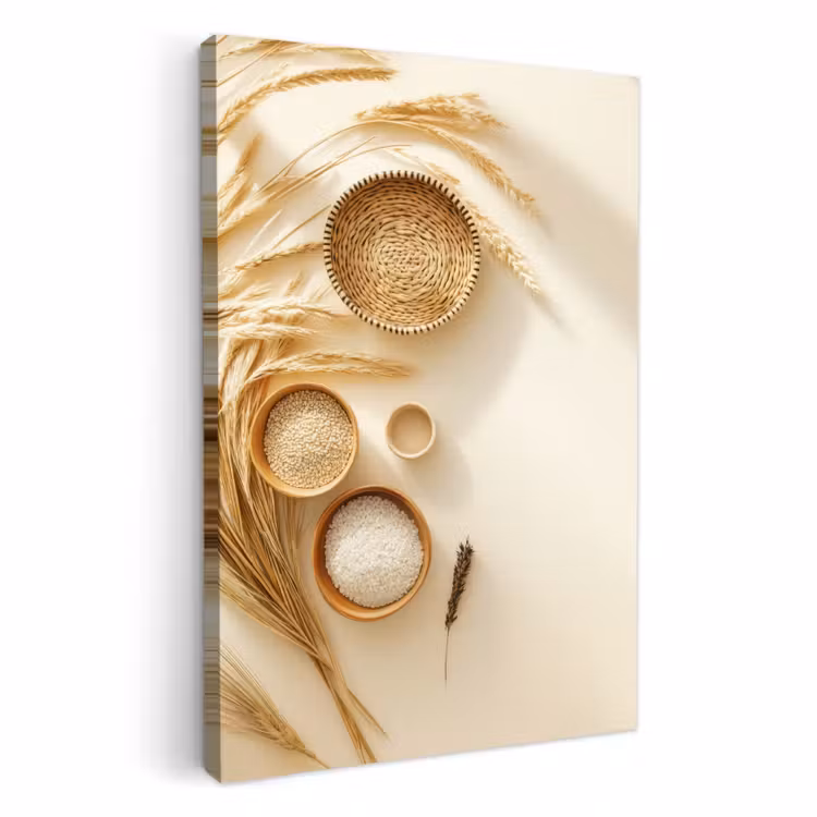 Dipinti su tela - Cereali - Legno - Ciotola - Beige — 2