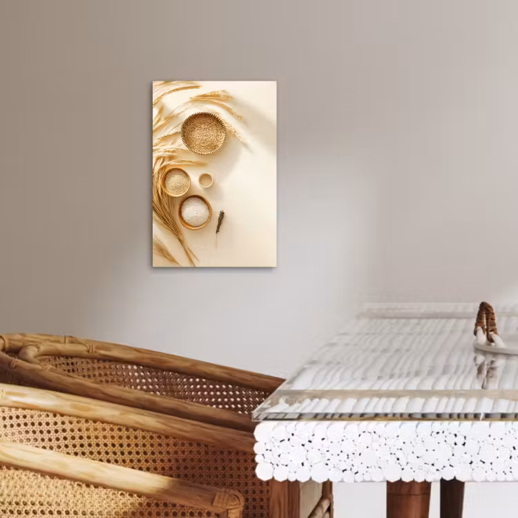 Dipinti su tela - Cereali - Legno - Ciotola - Beige — 4