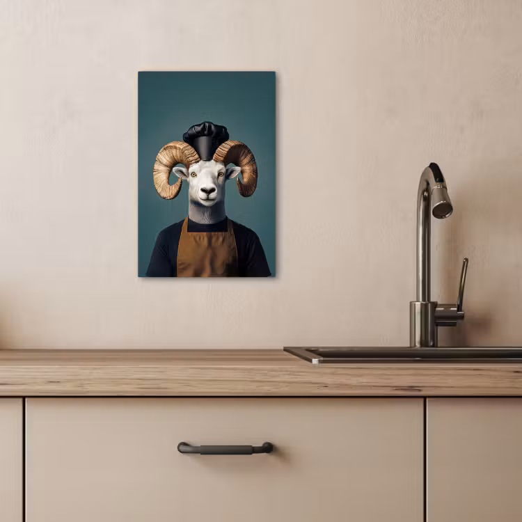 Dipinti su tela - Capra - Corna - Abbigliamento da cucina — 2