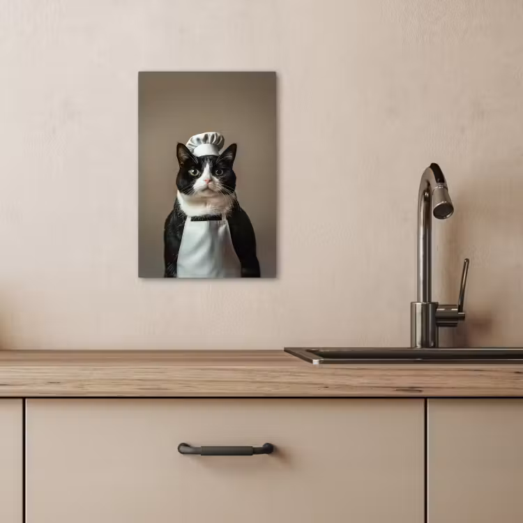 Dipinti su tela - Gatto - Abbigliamento da chef - Nero - Bianco — 3