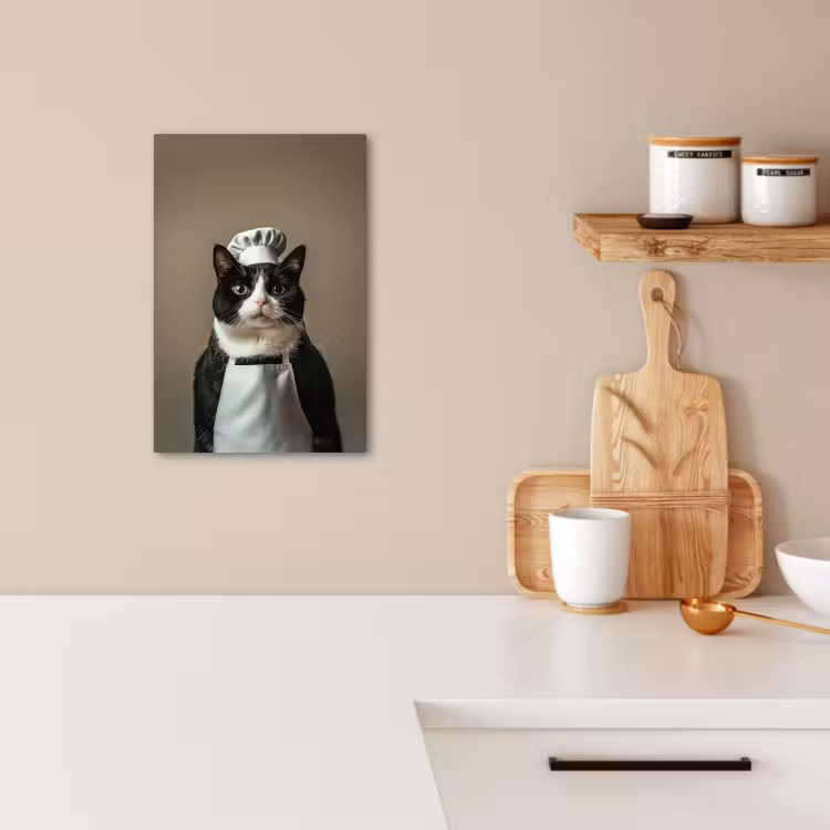 Dipinti su tela - Gatto - Abbigliamento da chef - Nero - Bianco — 4