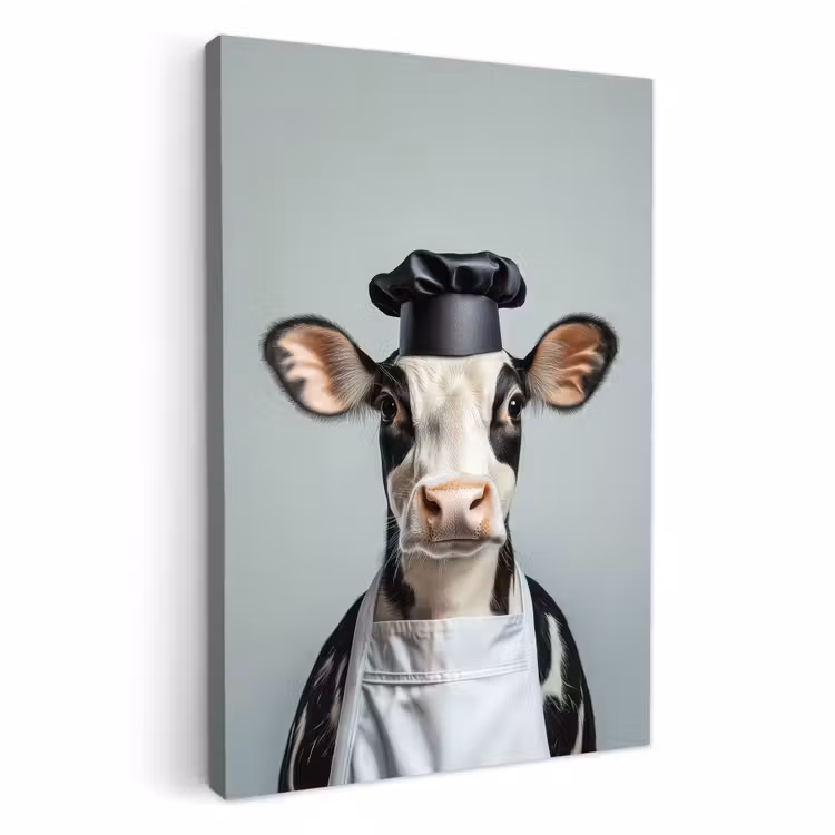 Dipinti su tela - Mucca - Nero - Bianco - Cuoco — 1